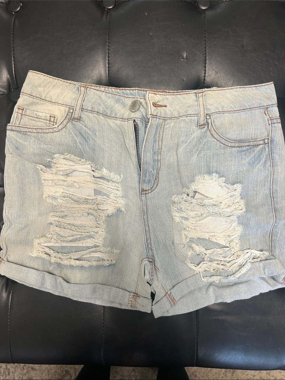 Almost Famous Light Blue Distressed Denim Shorts